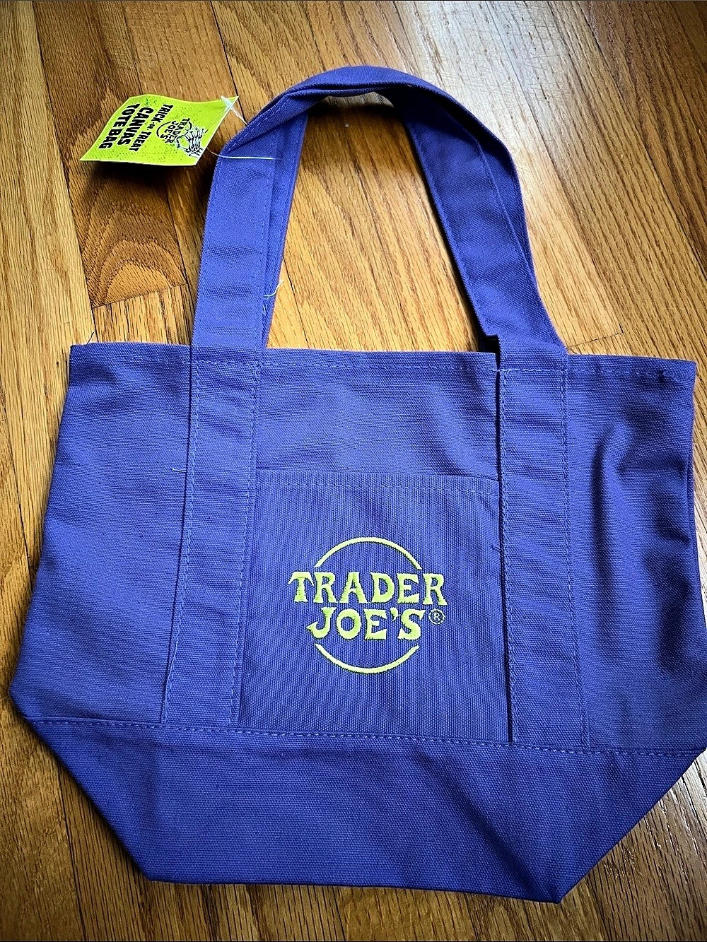 Trader Joe's Trick-or-Treat Mini Canvas Tote Bag Blue NWT